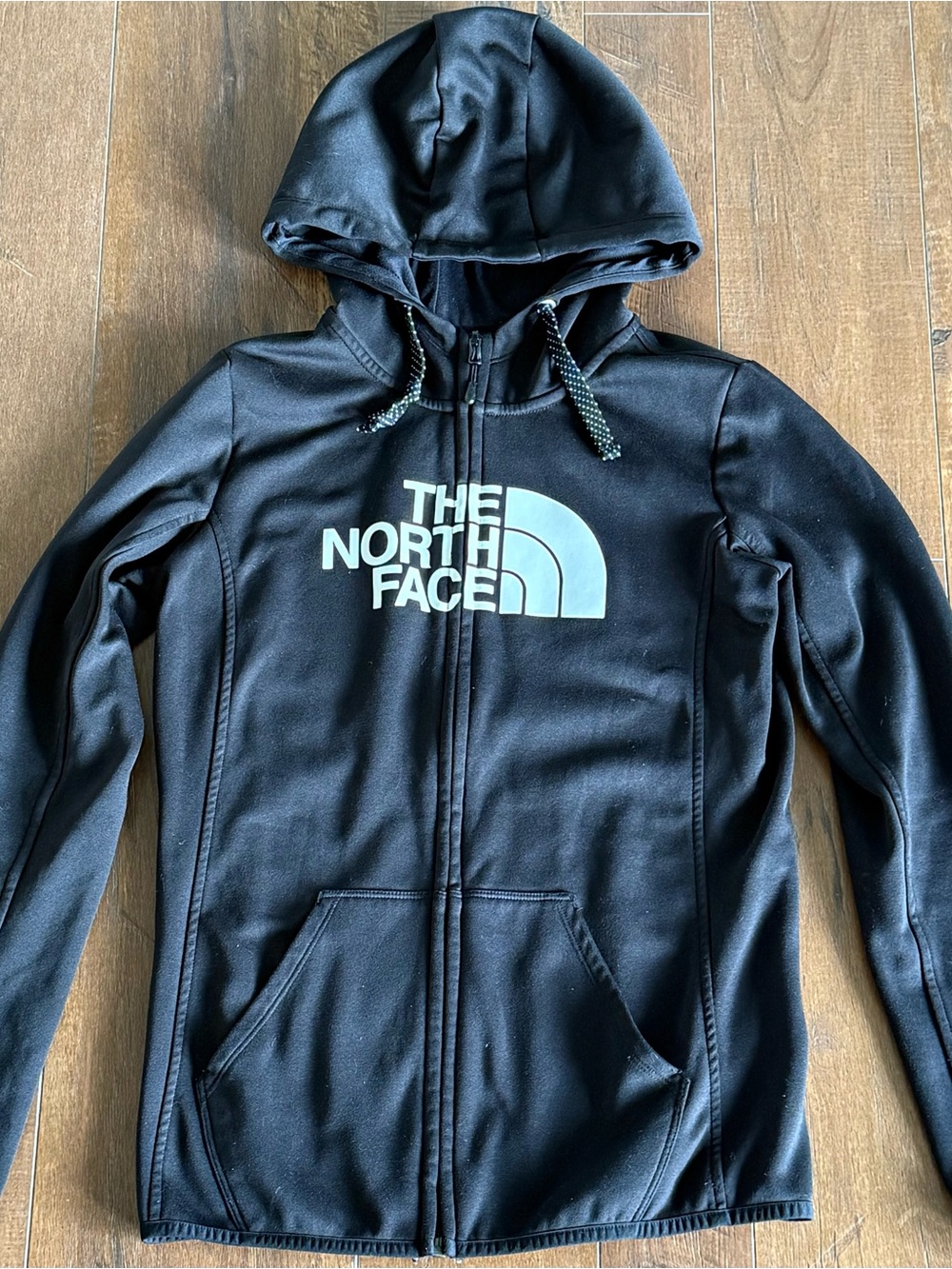 The North Face Black Hooded Lightweight Zip-Up Jacket with White Logo